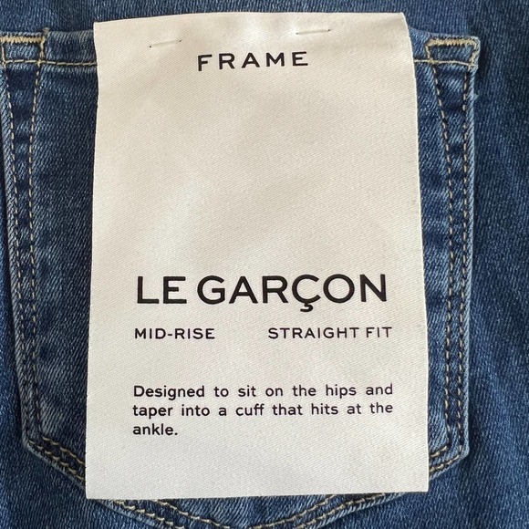 FRAME LE GARÇON MID-RISE STRAIGHT GIRLFRIEND JEANS LUPINE GRIND WOMEN'S SIZE‎ 25 - Picture 10 of 16